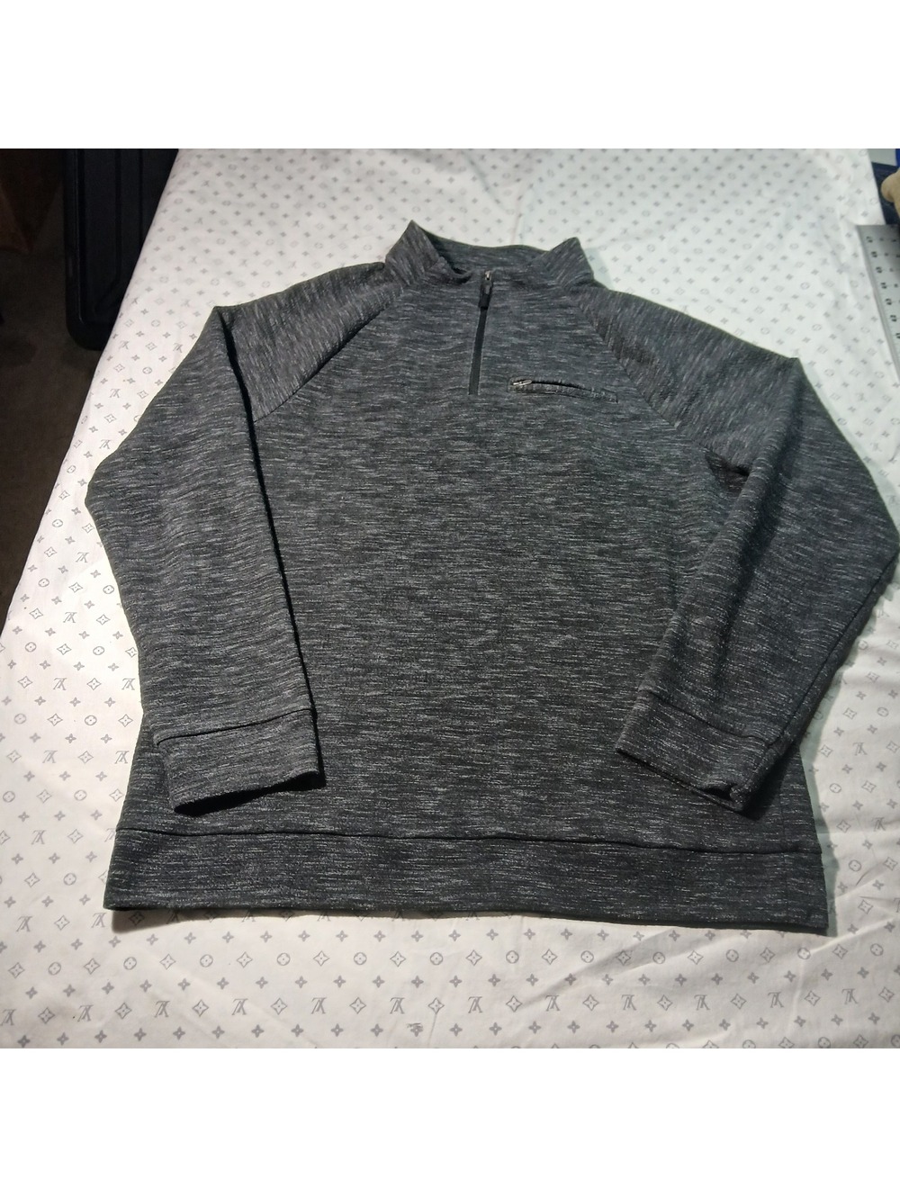 Marc Anthony Streetwear Quarter Zip Pullover Gray Marled Long Sleeve L